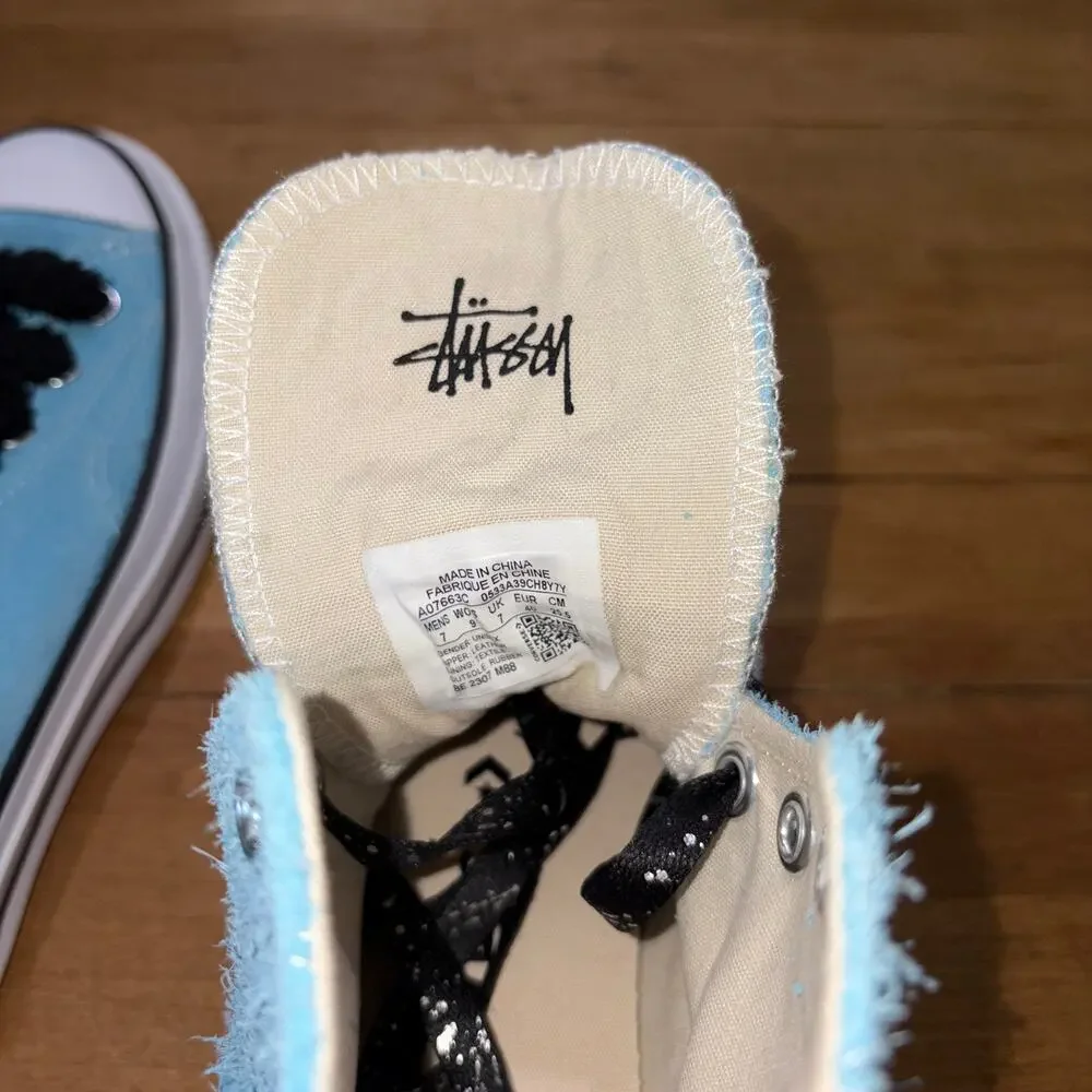 Converse x Stüssy Chuck 70 Hi 'Sky Blue' Suede Sneakers (Style: A07663C) US7M